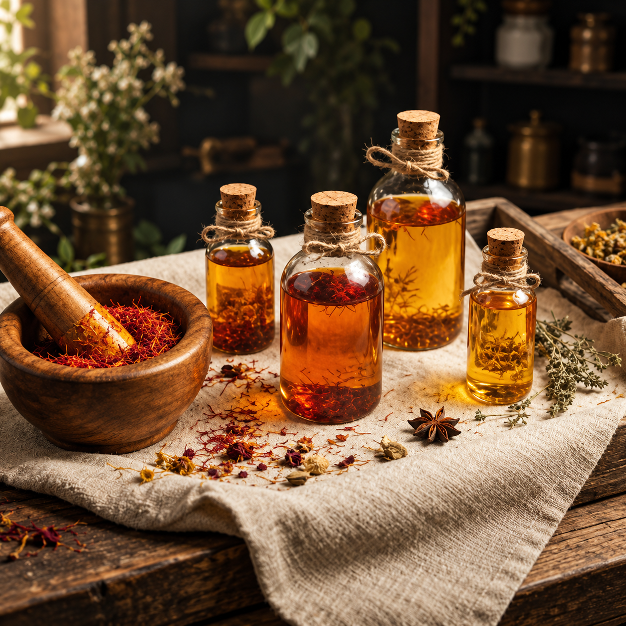 Rustic Apothecary Oils and Saffron